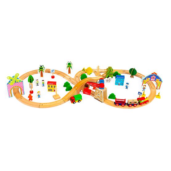 Dřevěný vlak 74 dílů ECOTOYS