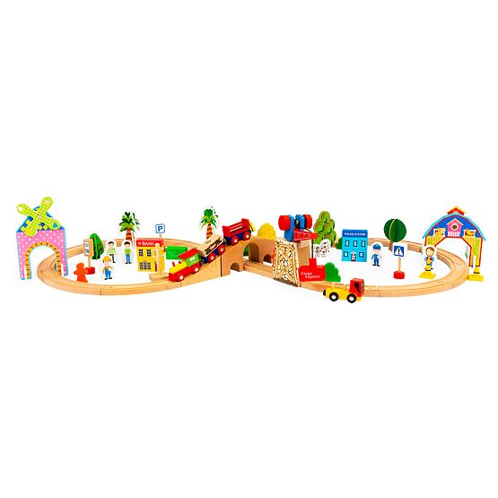 Dřevěný vlak 74 dílů ECOTOYS