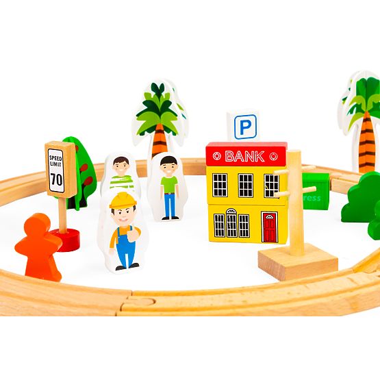 Dřevěný vlak 74 dílů ECOTOYS