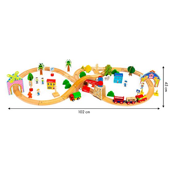 Dřevěný vlak 74 dílů ECOTOYS