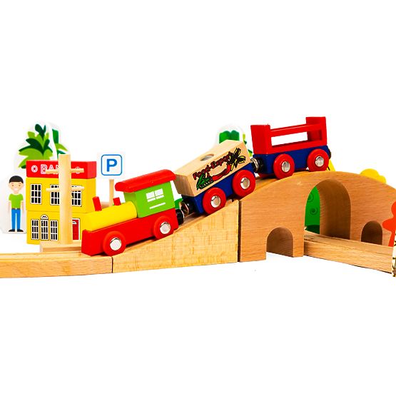 Dřevěný vlak 74 dílů ECOTOYS