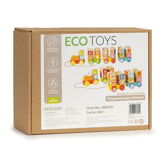 Dřevěný vlak velké vzdělávací kostky abeceda ECOTOYS
