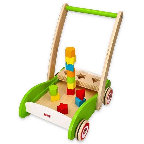 Dřevěný vozík a vkládačka 2v1