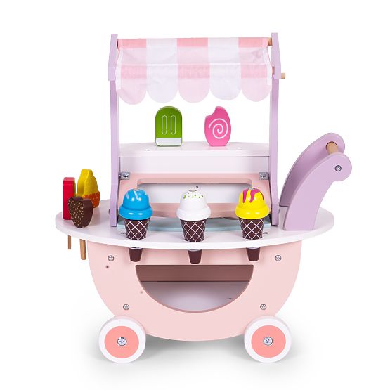 Dřevěný vozík zmrzlinářství pro děti obchod 12 prvků ECOTOYS
