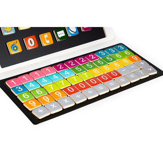 Dřevěný vzdělávací tablet magnetická tabule křídová ECOTOYS