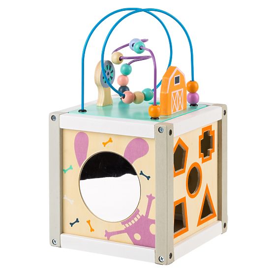 Dřevěná edukační kostka s domečkem