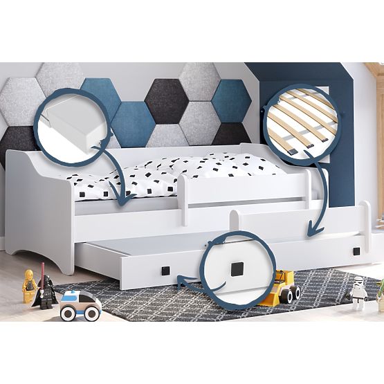 Dvojlůžko ERYK s šuplíkem a zábranou 160x80 černá rukojeť