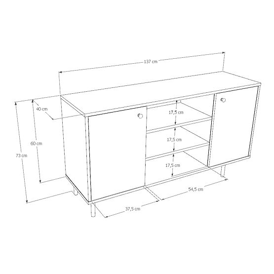 Dvoudveřová komoda Venus, kašmír, zlaté kovové nohy