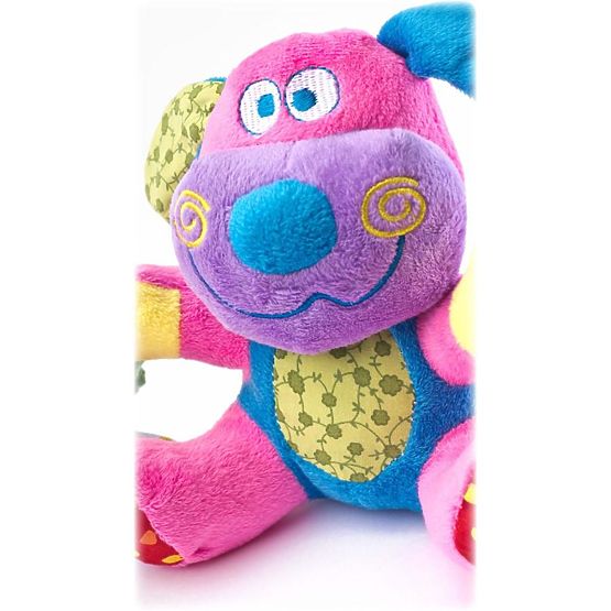 Edukační plyšová hračka Sensillo pejsek s vibrací a chrastítkem Fialová