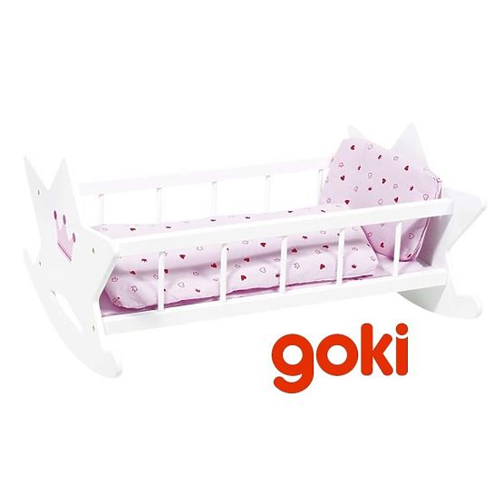 Goki dřevěná kolébka pro panenky s peřinkami