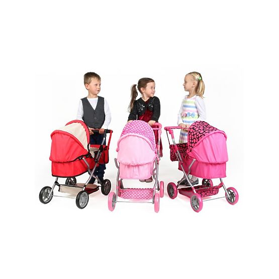 Hluboký kočárek pro panenky PlayTo Viola světle růžový