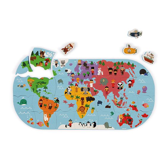 Janod Hračka do vody puzzle Mapa světa 28 ks
