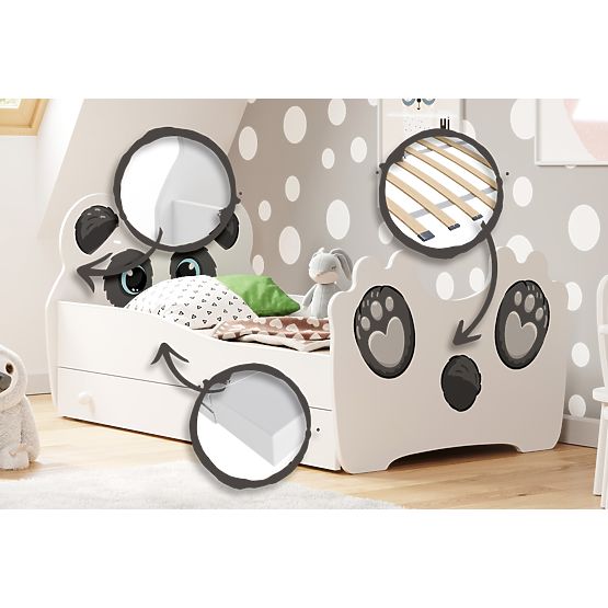 Jednolůžková postel Panda 140x70 se zásuvkou