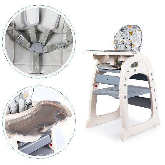 Jídelní židlička Mouse 2v1 - šedá