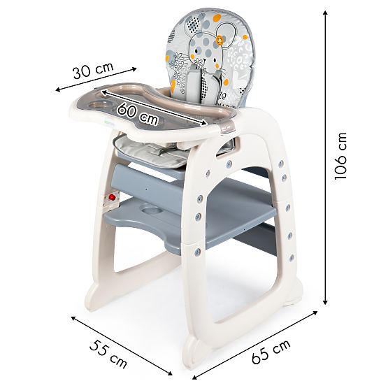 Jídelní židlička Mouse 2v1 - šedá