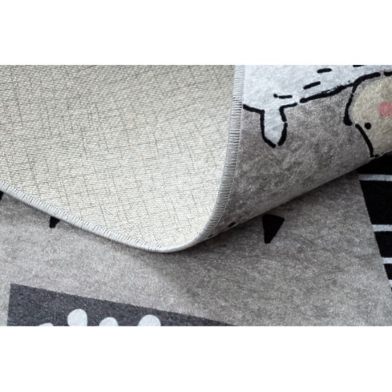 JUNIOR 51974.802 mycí kobereček Medvědi, zvířata pro děti protiskluz - šedá