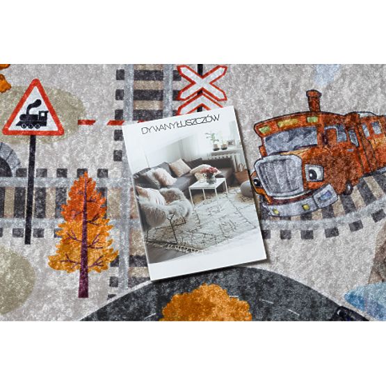 JUNIOR 51986.803 mycí kobereček Koleje, lokomotiva pro děti protiskluz - šedá