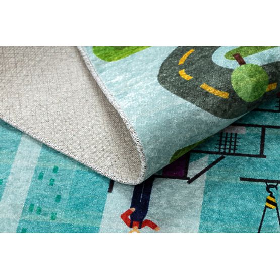 JUNIOR 52105.801 mycí kobereček Staveniště, ulice pro děti protiskluz - modrý