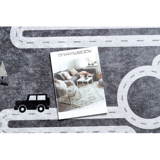 JUNIOR 52107.801 mycí kobereček Medvědi, zvířata, ulice pro děti protiskluz - šedá