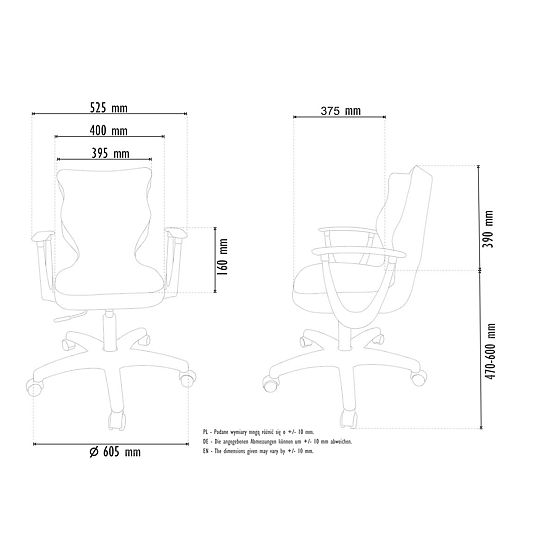 Kancelářská židle upravená na výšku 146-176,5 cm - černá
