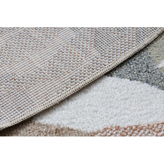 Koberec BONO 8426 kruh Jungle, divoká zvířata krémová / tmavě zlatá