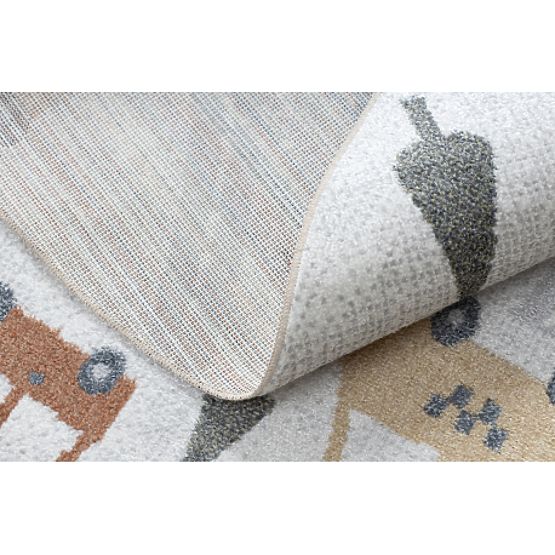 Koberec BONO 8436 kruh Auta, ulice krémová / světle šedá