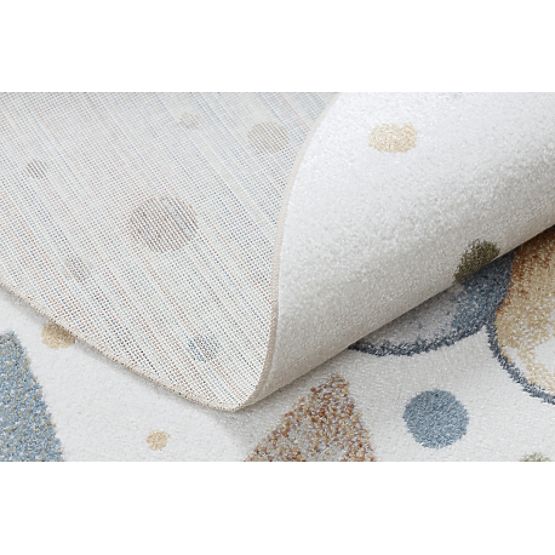 Koberec BONO 9614 kruh Medvěd, balónky smetana / světle šedá