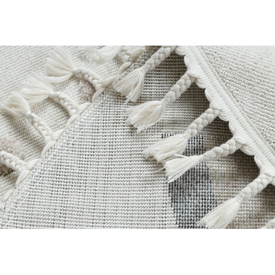 Koberec kulatý YOYO EY78 bílé / béžový - Oblak, Duha, tečky pro děti, strukturální, senzoricky Třásn