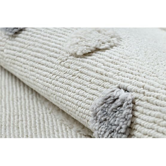 Koberec kulatý YOYO EY78 bílé / béžový - Oblak, Duha, tečky pro děti, strukturální, senzoricky Třásn