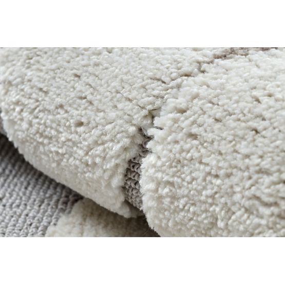 Koberec kulatý YOYO EY81 šedo / bílé - Medvěd, hory pro děti, strukturální, senzoricky Třásně