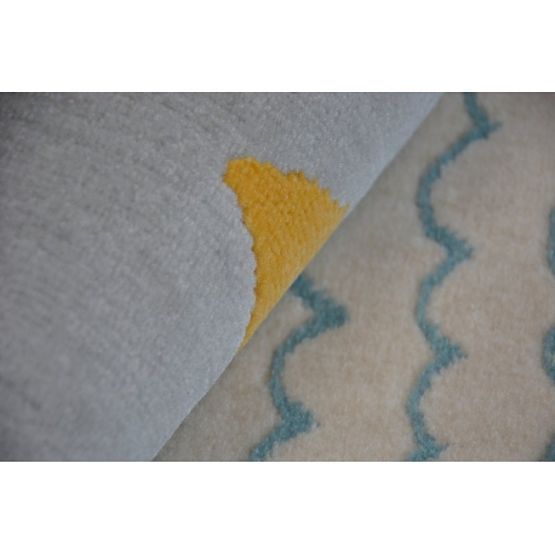 Koberec PASTEL 18409/652 - Mrak srdce PTÁK Šedá KRÉM tyrkysový