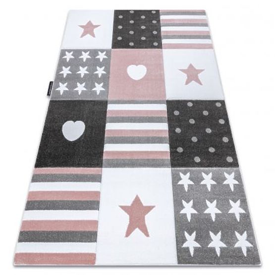 Koberec PETIT MALÝ, SRDCE, HVĚZDY,      růžový