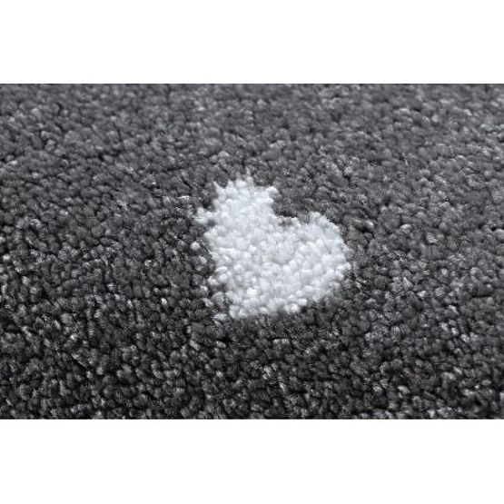 Koberec PETIT PLAMEŇÁCI, SRDCE, šedý