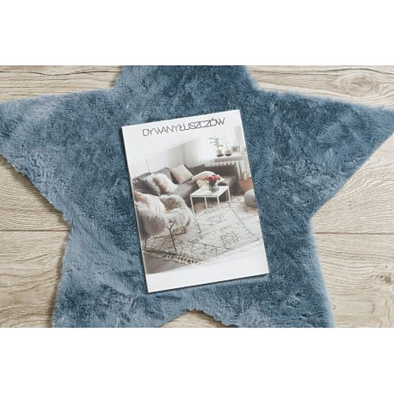 Koberec pratelný SHAPE 3148 Hvězda Shaggy - modrý plyšový, protiskluzový