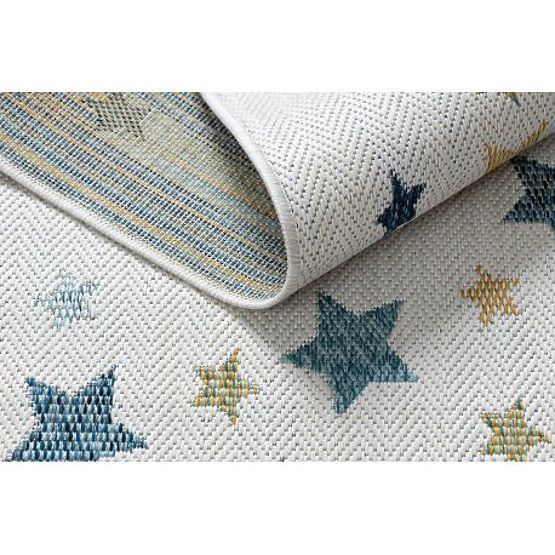 Koberec SISAL COOPER Hvězdy 22260 ecru / tmavě modrá