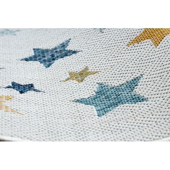 Koberec SISAL COOPER Hvězdy 22260 ecru / tmavě modrá