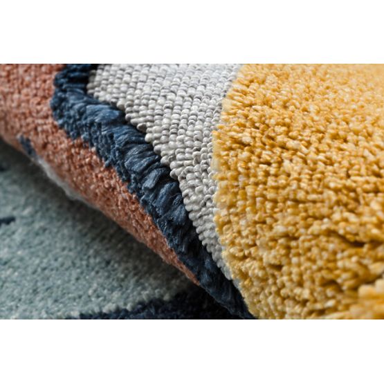 Koberec YOYO GD52 šedo / žlutá - hvězdy, mraky, patchwork pro děti, strukturální, senzoricky Třásně