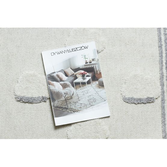 Koberec YOYO GD62 bílé / šedo - Mraky pro děti, strukturální, senzoricky Třásně