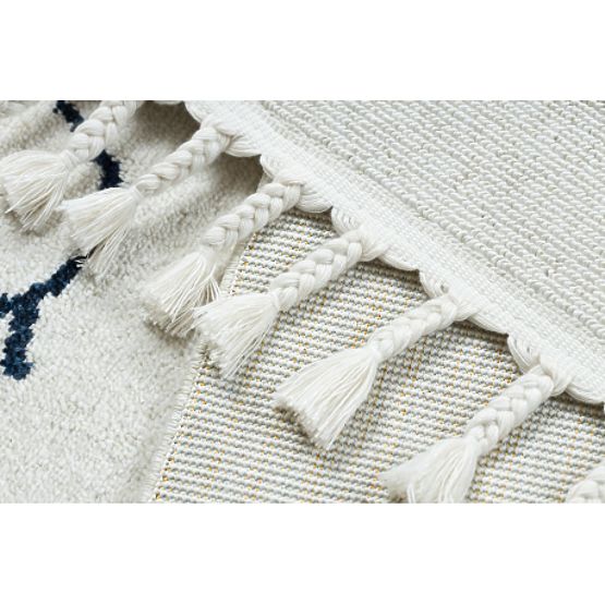 Koberec YOYO GD63 bílé / tmavě modrá - Oblak, kapky pro děti, strukturální, senzoricky Třásně