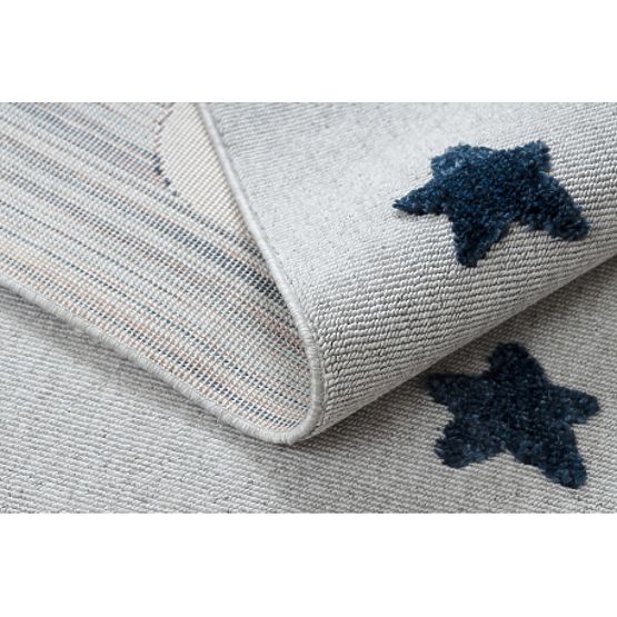 Koberec YOYO GD75 šedo / bílé - hvězdy, kruhy pro děti, strukturální, senzoricky Třásně