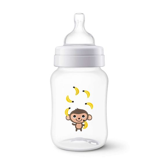 Kojenecká láhev Avent Classic 260 ml bílá s opičkou