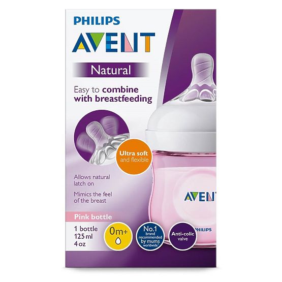 Kojenecká láhev Avent Natural 125 ml růžová