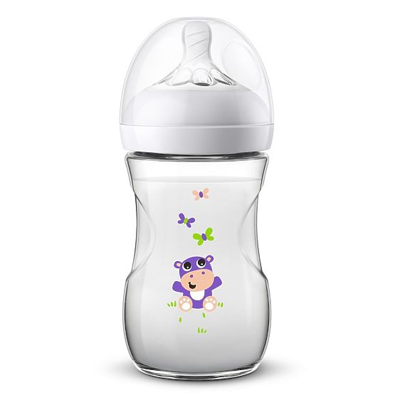 Kojenecká láhev Avent Natural 260 ml bílá hroch