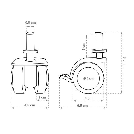 Kolečka k postýlce Alek - sada - různé barvy