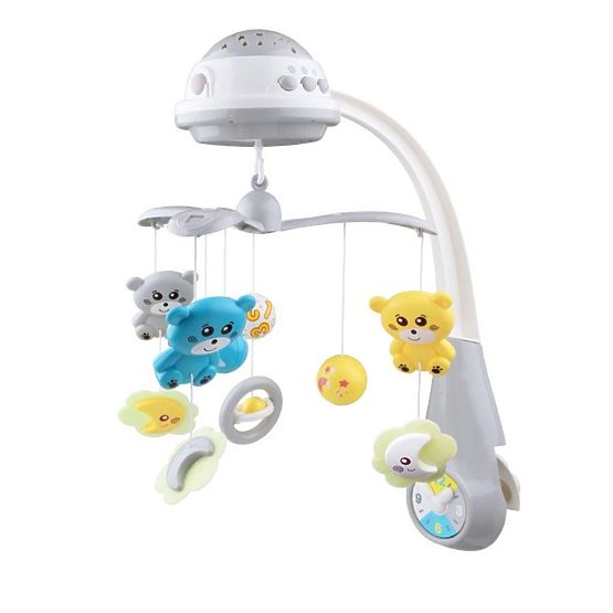 Kolotoč nad postýlku se světelným projektorem Baby Mix grey Šedá