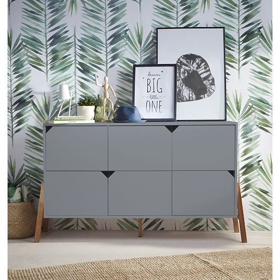 Komoda Lotti Grey - 6 šuplíků