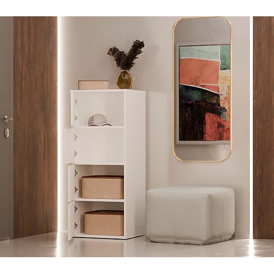 Komoda ALMA BÍLÁ Skříňka 4 Dveře 4 Police