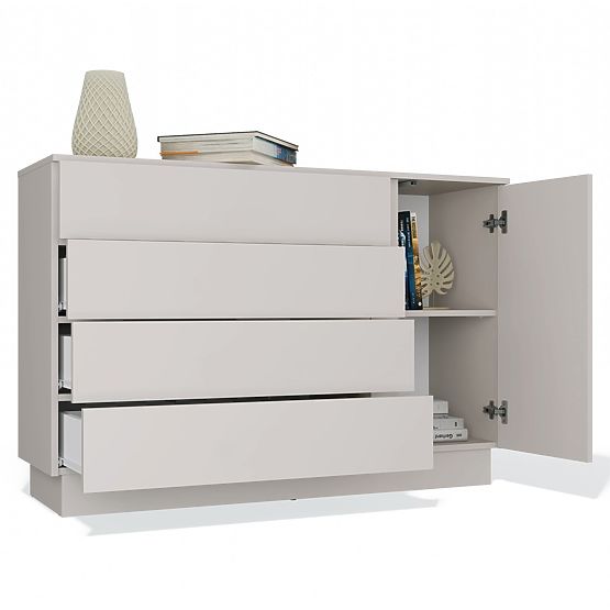 Komoda AMBER 1D4S Skříňka 1 Dveře 4 Zásuvky Do Ložnice Obývacího Pokoje KAŠMÍR Béžová