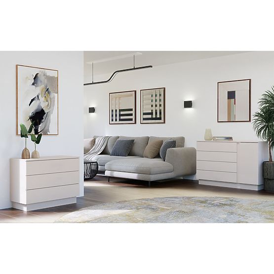 Komoda AMBER 3S Skříňka 3 Zásuvky Do Ložnice Obývacího Pokoje KAŠMÍR Béžová