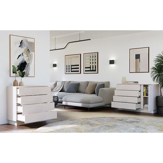 Komoda AMBER 4S Skříňka 4 Zásuvky Do Ložnice Obývacího Pokoje KAŠMÍR Béžová